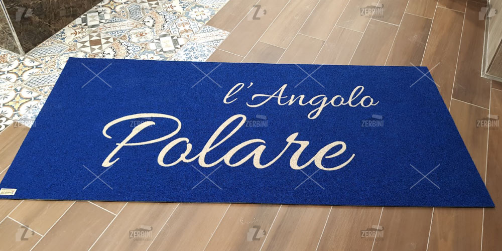 cocco sintetico angolo polare- tappeto blu personalizzato